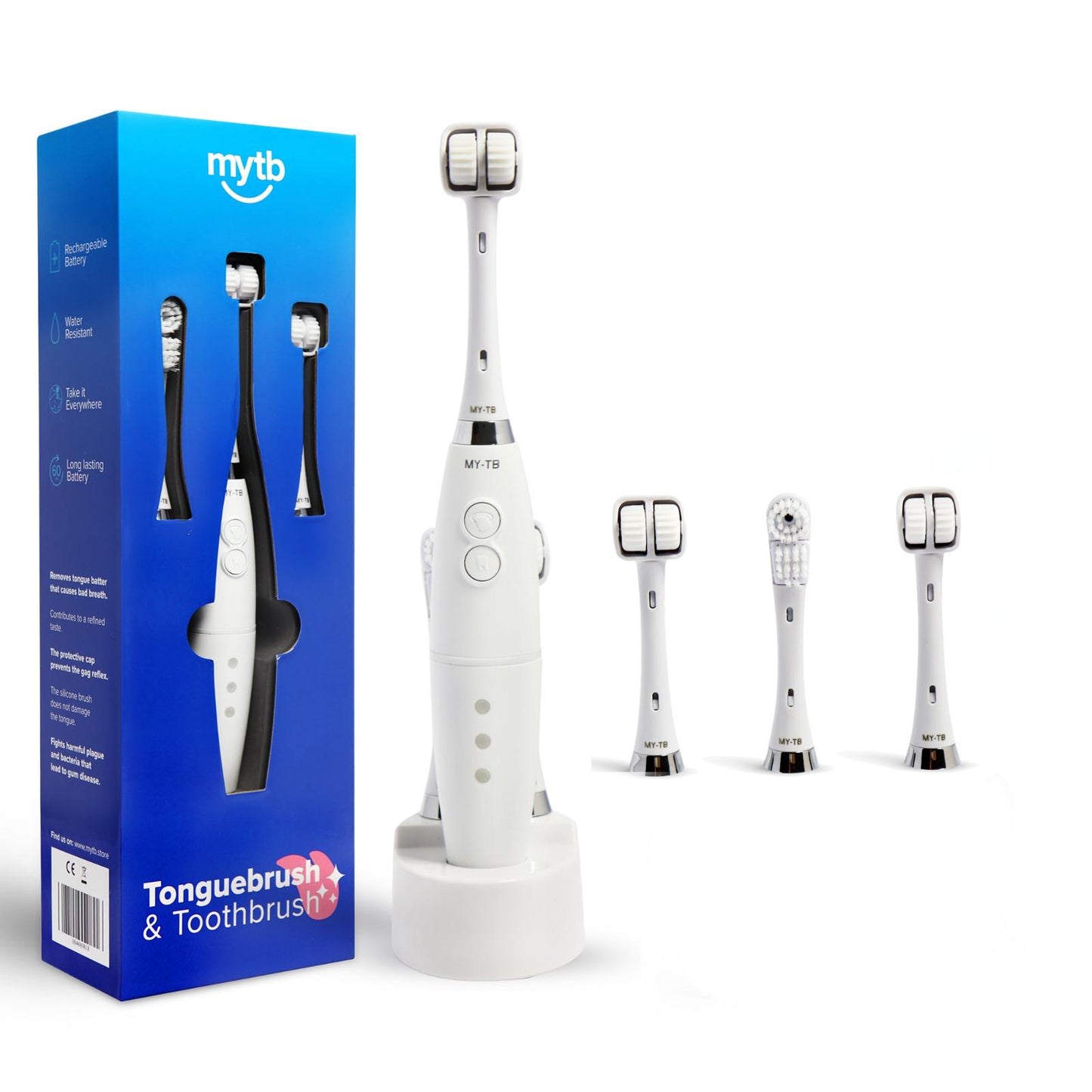 MY-TB ® Tongreiniger | Tongborstel | Tongschraper | Voorkomt slechte adem | Wit