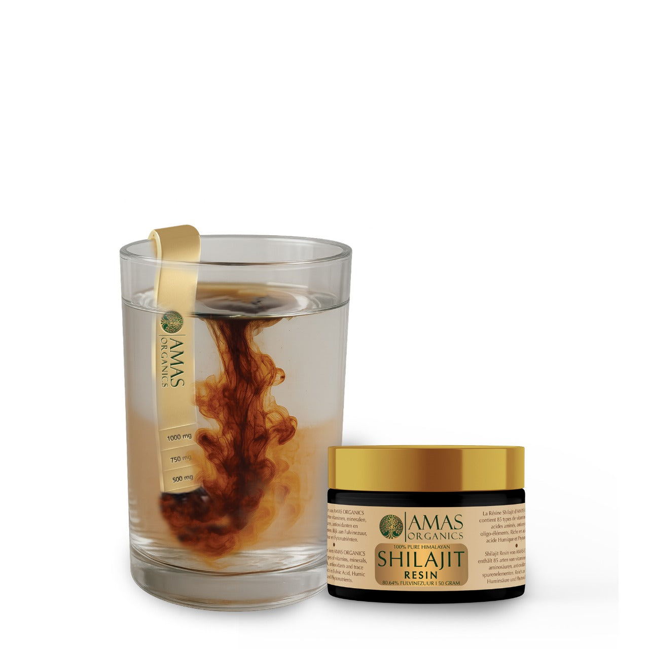 AMAS ORGANICS | 100% PURE HIMALAYAN SHILAJIT RESIN | 80,64% FULVINEZUUR | 50 G
