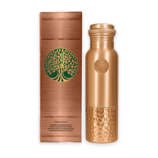 AMAS ORGANICS | 100% PUUR KOPEREN WATERFLES SEQUENCE | PREMIUM QUALITY | HANDGEMAAKT EN UNIEK | 950 ML | 350 G