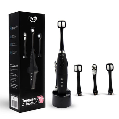 MY-TB ® Tongreiniger | Tongborstel | Tongschraper | Voorkomt slechte adem | Zwart